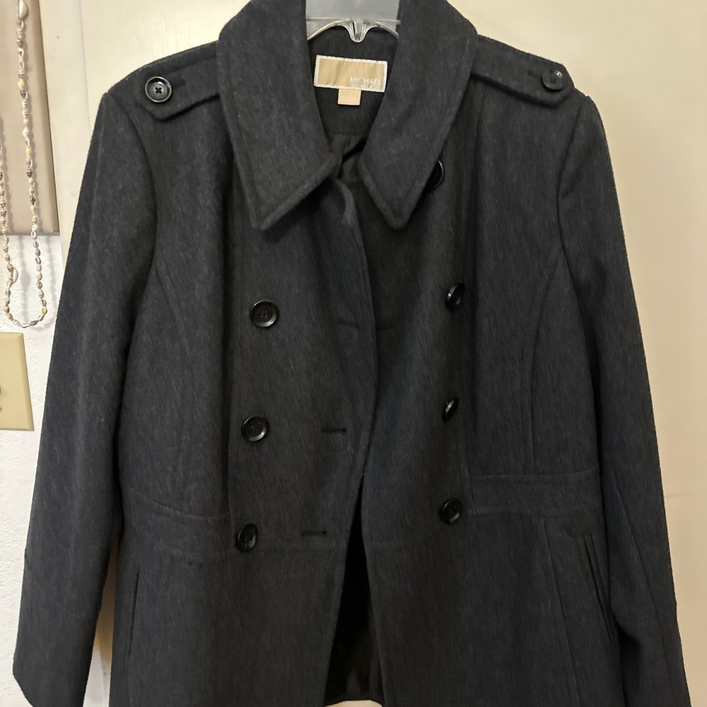 Michael Kors Gray Peacoat with Wide Lapels